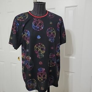 Drill Clothing T-shirt Skulls Multi Color Size M Preowned